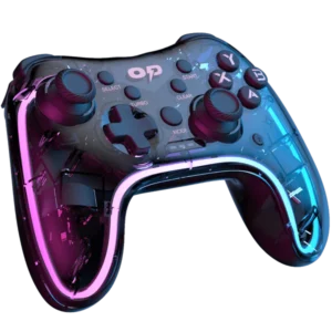 Ambrane Wireless Gaming Controller with Transparent Design, 2.4GHz Wireless Technology, Integrated Dual Intensity Motor, Illuminated Pad for PC – Windows, PS3 Console & Android TV(OP-WLGC01, Black)