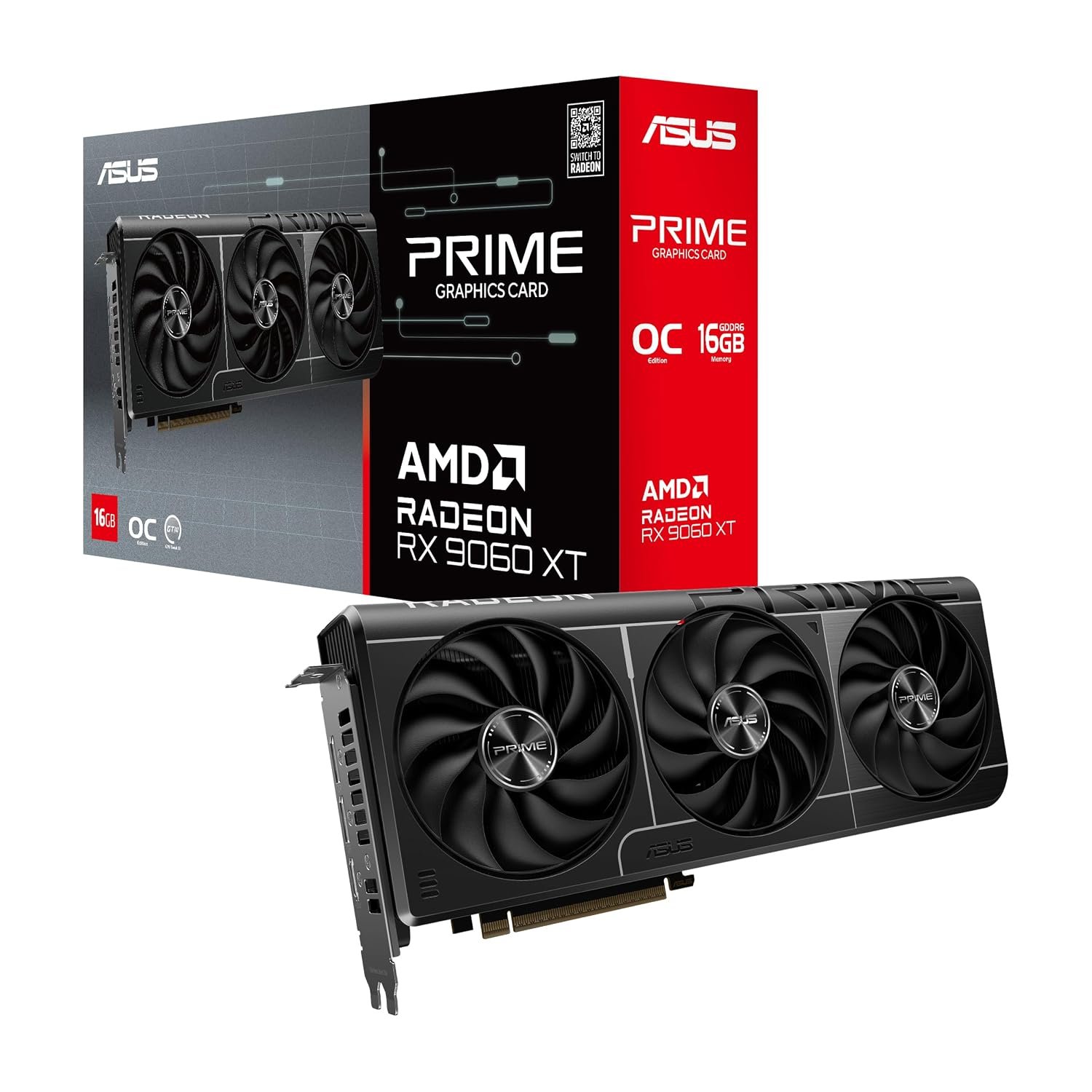 ASUS Prime Radeon RX 9060 XT 16GB GDDR6 OC Edition Graphics Card (NEW)